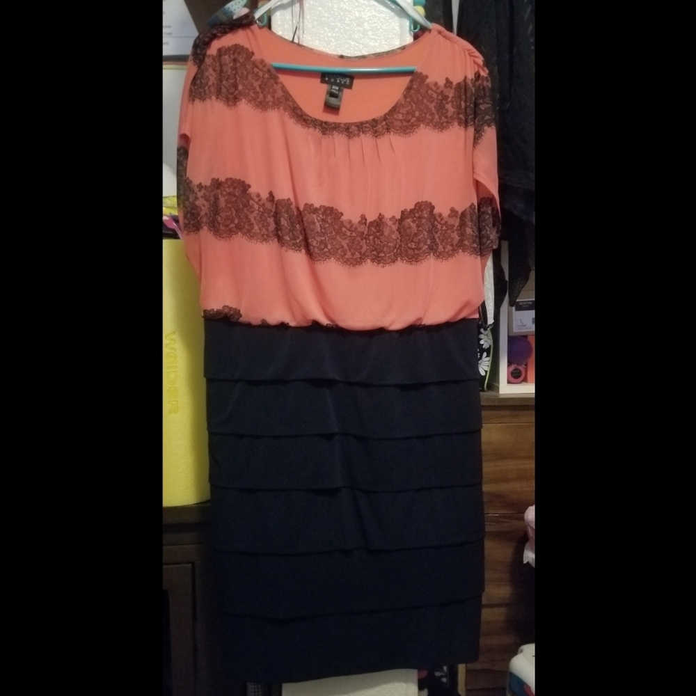 Coral and Navy Dress